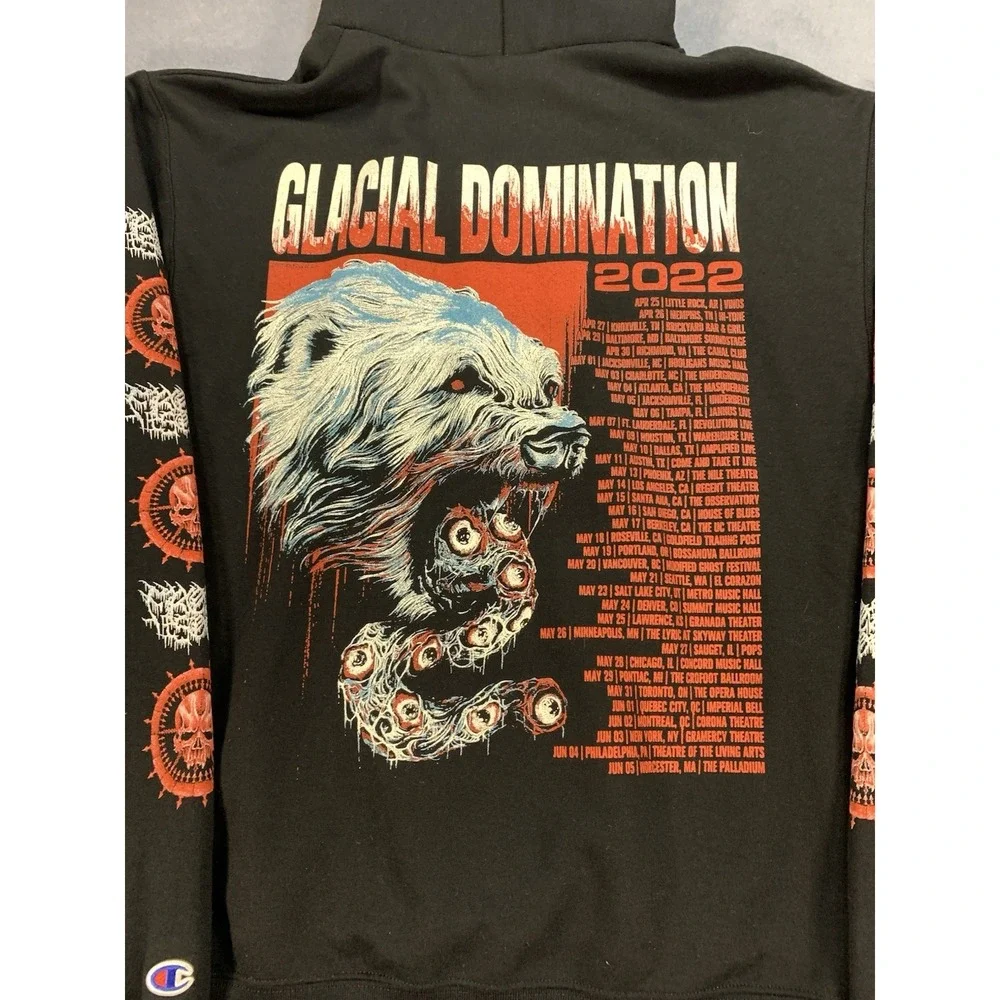 Frozen Soul Glacial Domination Tour 2022 Double Sided Death Metal Hoodie Men's M